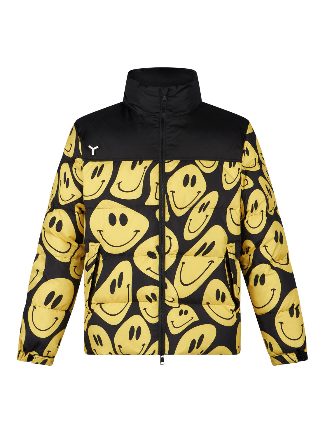 YES I AM Piumino con Stampa Smile Reversibile Giallo Nero